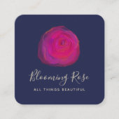 Elegant roze Waterverf Roos Floral Square Squar Vierkante Visitekaartje (Voorkant)