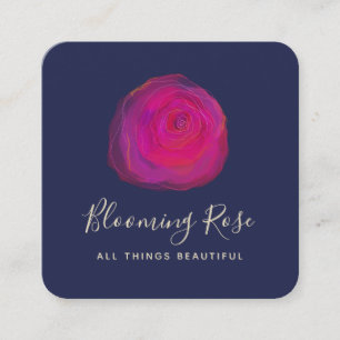 Elegant roze Waterverf Roos Floral Square Squar Vierkante Visitekaartje