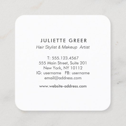 Elegant roze Waterverf Roos Floral Square Squar Vierkante Visitekaartje (Achterkant)