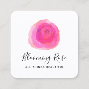 Elegant roze Waterverf Roos Floral Square Vierkante Visitekaartje