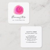 Elegant roze Waterverf Roos Floral Square Vierkante Visitekaartje (Voorkant / Achterkant)