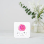 Elegant roze Waterverf Roos Floral Square Vierkante Visitekaartje (Staand voorkant)