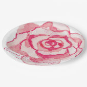 Elegant roze Waterverf Roos, gepersonaliseerde bru Papieren Bordje (Gekanteld)