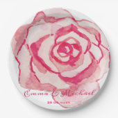 Elegant roze Waterverf Roos, gepersonaliseerde bru Papieren Bordje (Voorkant)