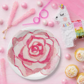 Elegant roze Waterverf Roos Papieren Bordje (Feest)