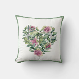 Elegant roze Waterverf Rozen Greenery Wreate Kussen