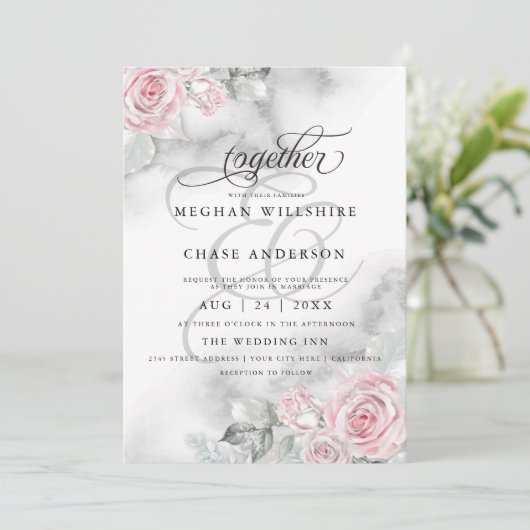 Elegant roze Waterverf Rozen Kaart (Staand voorkant)