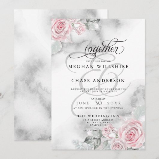 Elegant roze Waterverf Rozen Kaart (Voorkant / Achterkant)