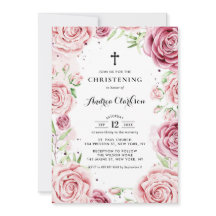 Elegant roze Waterverf Rozen Lijst Christening