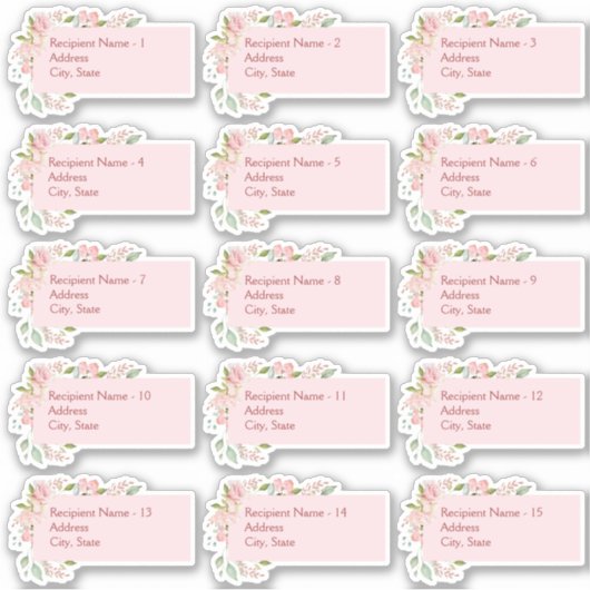 Elegant Roze Waterverf Rozen Mailing Labels (Voorkant)