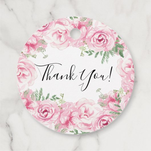 Elegant roze Waterverf Rozen Vrijgezellenfeest Bedankjes Labels (Achterkant)