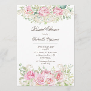 Elegant roze Waterverf Rozen Vrijgezellenfeest Kaart