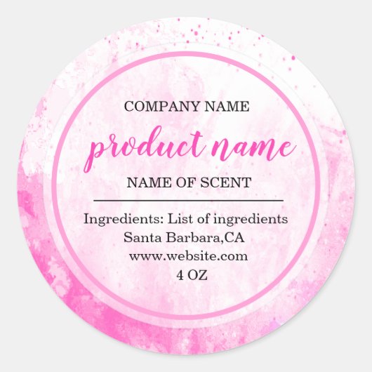 Elegant roze Waterverf Spa labels (Voorkant)