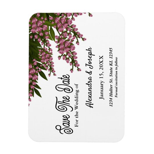 Elegant roze Waterverf sparen de datum Magneet (Verticaal)