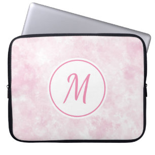 Elegant roze Waterverf stijlvol monogram aangepast Laptop Sleeve