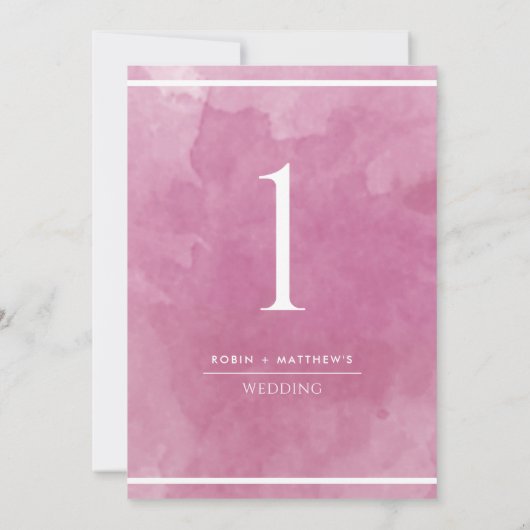 Elegant roze Waterverf tabelnummer (Achterkant)
