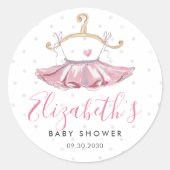 Elegant Roze Waterverf Tutu Ballerina Baby shower Ronde Sticker (Voorkant)