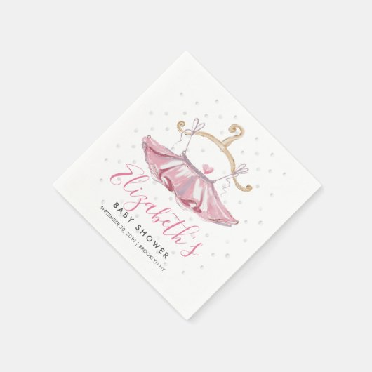 Elegant Roze Waterverf Tutu Ballerina Baby shower Servet (Hoek)