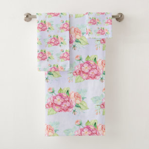 Elegant roze Waterverf ventilator Bouquet Patroon Bad Handdoek