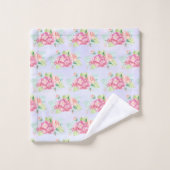 Elegant roze Waterverf ventilator Bouquet Patroon Bad Handdoek (Wasdoekje)