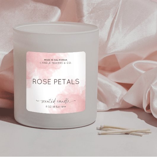 Elegant roze Waterverf Verpakking product Vierkante Sticker