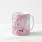 Elegant roze Waterverf verpleegkundige Koffiemok (Voorkant rechts)