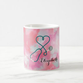 Elegant roze Waterverf verpleegkundige Koffiemok