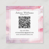 Elegant roze Waterverf vierkant ontwerp met QR-cod Vierkante Visitekaartje (Achterkant)