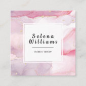 Elegant roze Waterverf vierkant ontwerp met QR-cod Vierkante Visitekaartje (Voorkant)