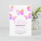 Elegant Roze Waterverf Vlinder 1e Verjaardag Kaart (Staand voorkant)