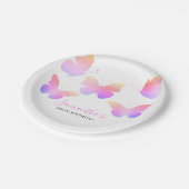 Elegant Roze Waterverf Vlinder 1e Verjaardag Papieren Bordje (Gekanteld)