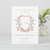 Elegant roze - Waterverf voor monogram wilde bloem Save The Date (Staand voorkant)