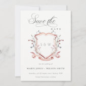 Elegant roze - Waterverf voor monogram wilde bloem Save The Date (Voorkant)