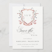 Elegant roze - Waterverf voor monogram wilde bloem Save The Date (Voorkant)
