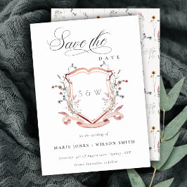 Elegant roze - Waterverf voor monogram wilde bloem Save The Date
