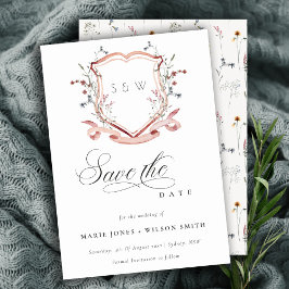 Elegant roze - Waterverf voor monogram wilde bloem Save The Date