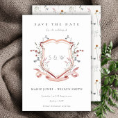 Elegant roze - Waterverf voor monogram wilde bloem Save The Date