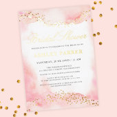 Elegant  Roze Waterverf Vrijgezellenfeest Goud Folie Uitnodiging