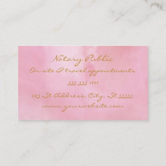Elegant roze Waterverf Was goudmonogram Notaris Visitekaartje (Achterkant)