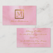 Elegant roze Waterverf Was goudmonogram Notaris Visitekaartje (Voorkant / Achterkant)