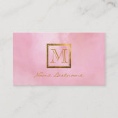 Elegant roze Waterverf Was goudmonogram Notaris Visitekaartje (Voorkant)