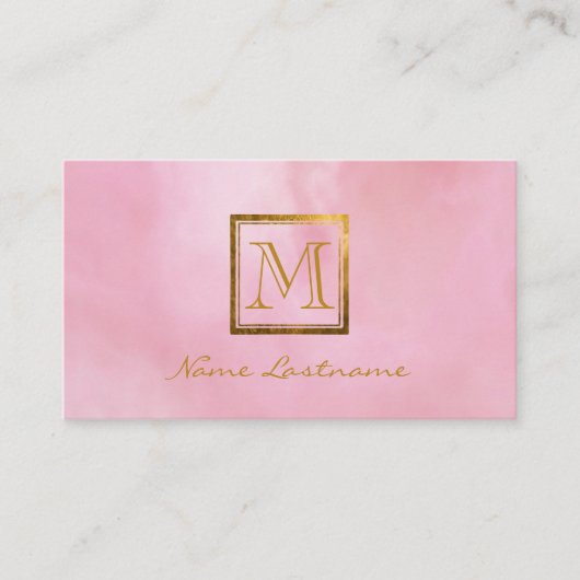 Elegant roze Waterverf Was goudmonogram Notaris Visitekaartje (Voorkant)