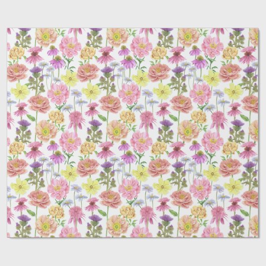 Elegant Roze Waterverf Wildflower Pattern Cadeaupapier (Vlak)