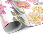 Elegant Roze Waterverf Wildflower Pattern Cadeaupapier (Rol Hoek)