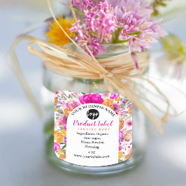 Elegant Roze Waterverf Wildflower Spring Label