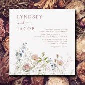 Elegant Roze Waterverf Wildflowers Bruiloft Kaart