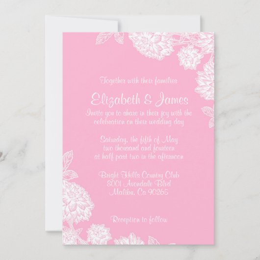 Elegant Roze Wedding Invitations Kaart (Voorkant)