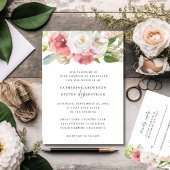 Elegant Roze White Blauwgroen Garden Floral Weddin Kaart