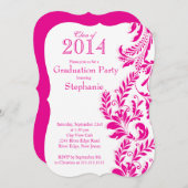 Elegant Roze White Class of 2014 Graduation Party Kaart (Voorkant / Achterkant)