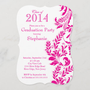 Elegant Roze White Class of 2014 Graduation Party Kaart